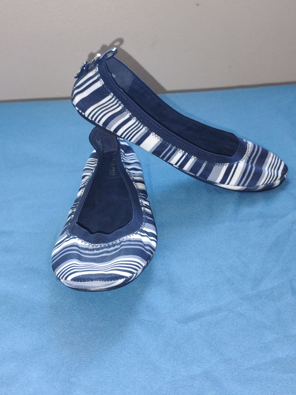 Bandolino Striped FlatsNavy and White Striped Women's Ballet Flats